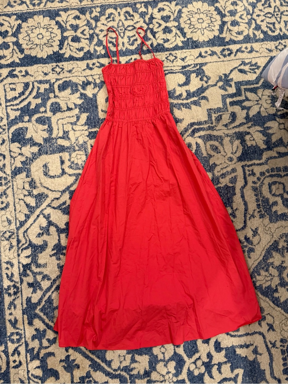 SOLID & STRIPED Red Smocked Maxi Dress